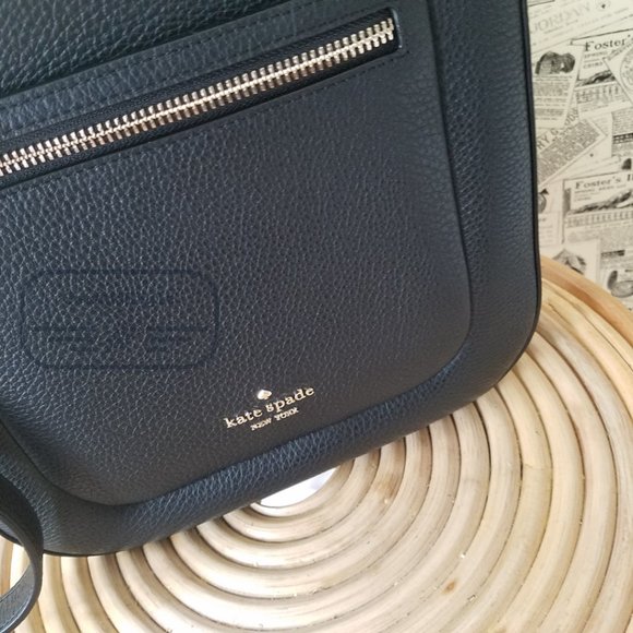 NWT New York Leila Leather Top Zip Crossbody color: black - Picture 13 of 15